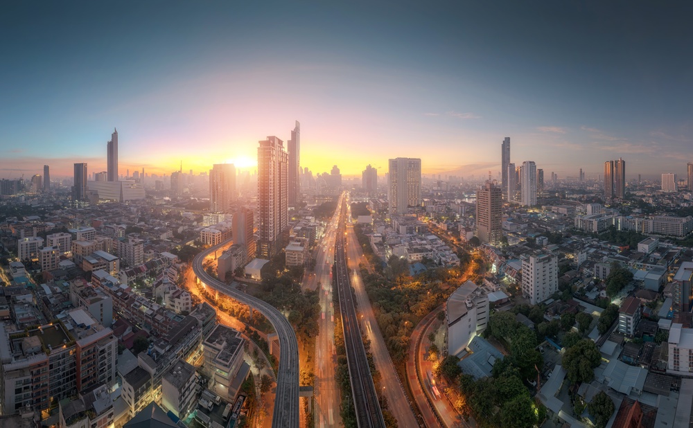 Bangkok skyline at sunset highlighting Thailand as a leading destination for affordable Botox treatments