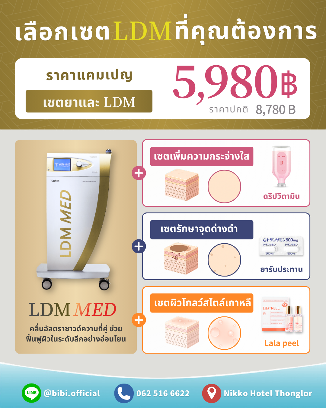 LDM + ชุดทรีตเมนต์เลือกได้ตามปัญหาผิว