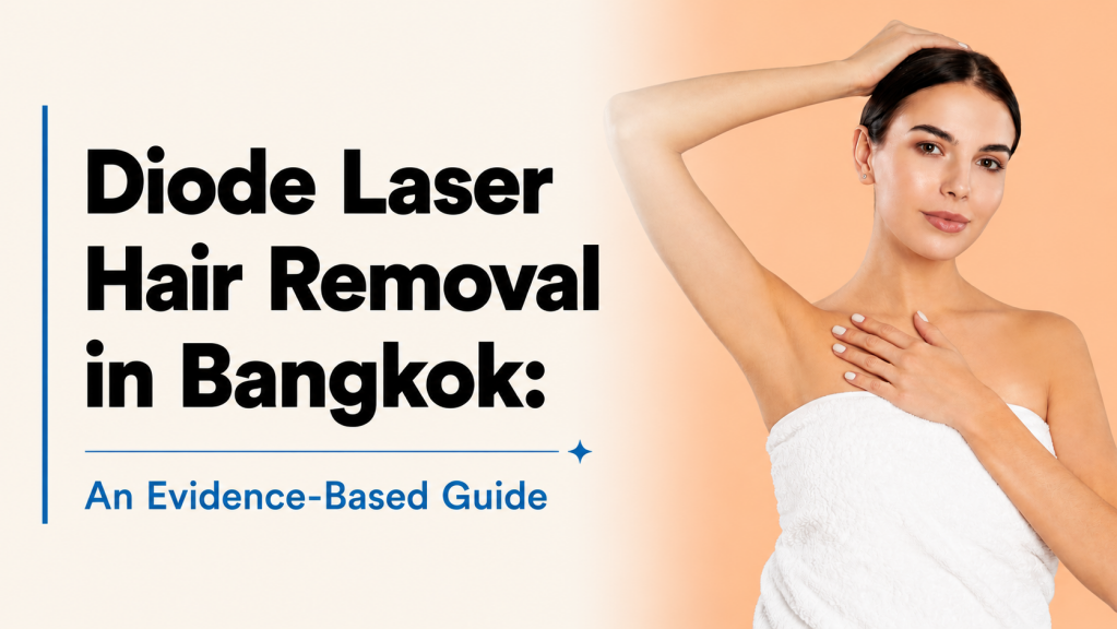 Woman with smooth underarm skin representing diode laser hair removal treatment in Bangkok. Learn about diode laser hair removal, safety, results, and treatment options at Bibi Clinic.