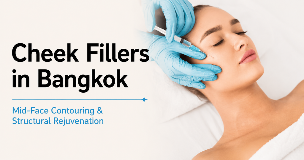 Doctor performing cheek filler treatment to restore mid-face volume and enhance natural facial contours at Bibi Clinic Bangkok.