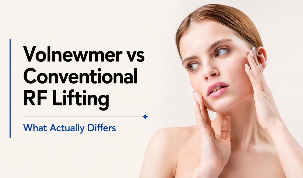 Comparison of Volnewmer and conventional RF lifting treatments, highlighting their key differences.